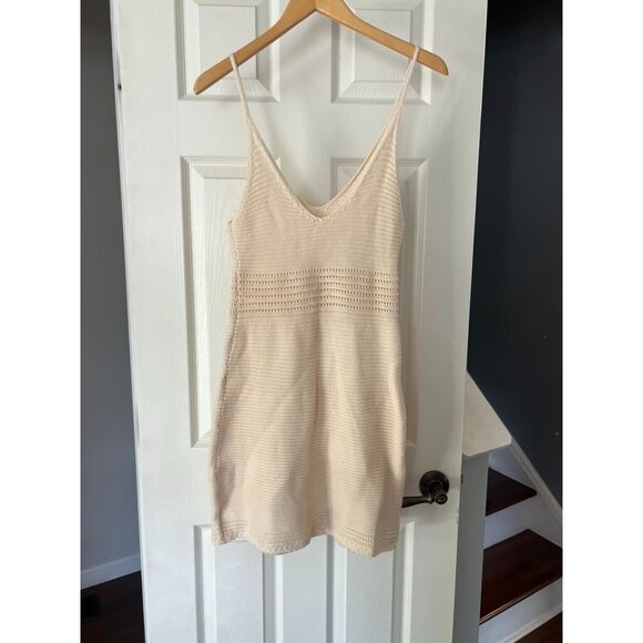 Shein Cream Knit Button Front Sweater Dress Spaghetti Strap Summer Beach Medium - Picture 4 of 4
